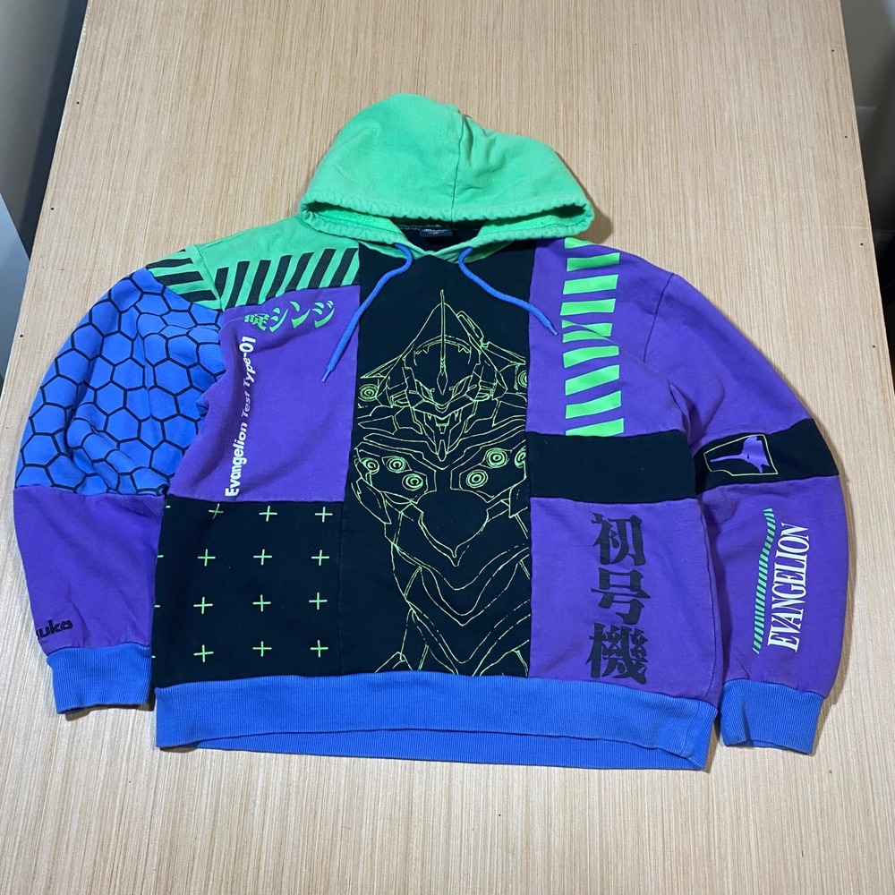 Atsuko Neon Genesis Evangelion Test Type-01 Patchwork Hoodie Mens XXL Purple